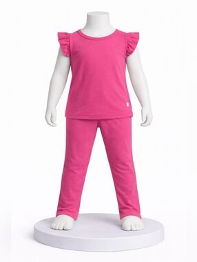 Posh Peanut Bright Pink Flutter Sleeve Pajama Set